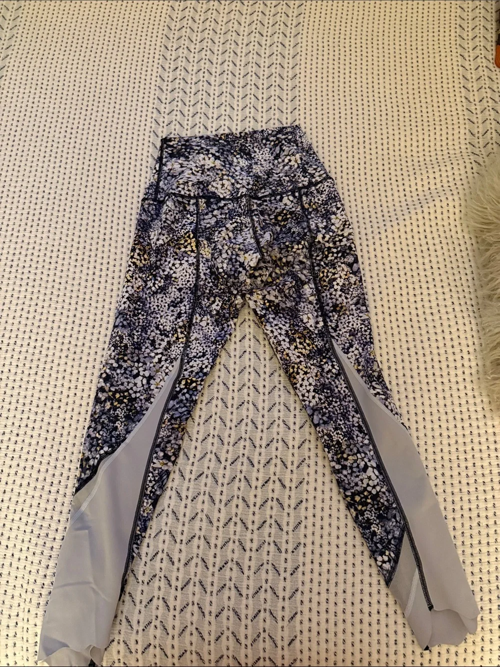 Lululemon Floral Print High-Waist Leggings with Mesh Ankles